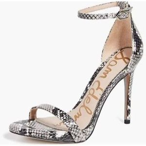 SAM EDELMEN Snakeskin Printed Leather ankle strap W 5.5
